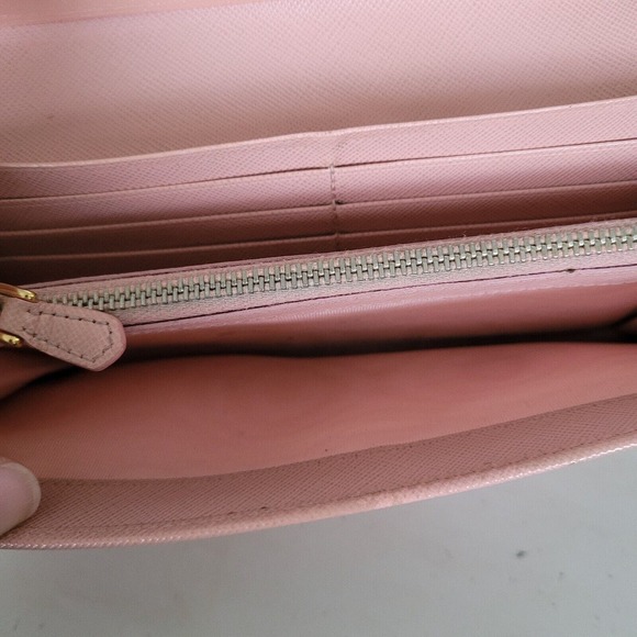 PRADA Saffiano Fiocco Orchidea Wallet Clutch Large Light Pink Envelope Bow Fair - Picture 8 of 15